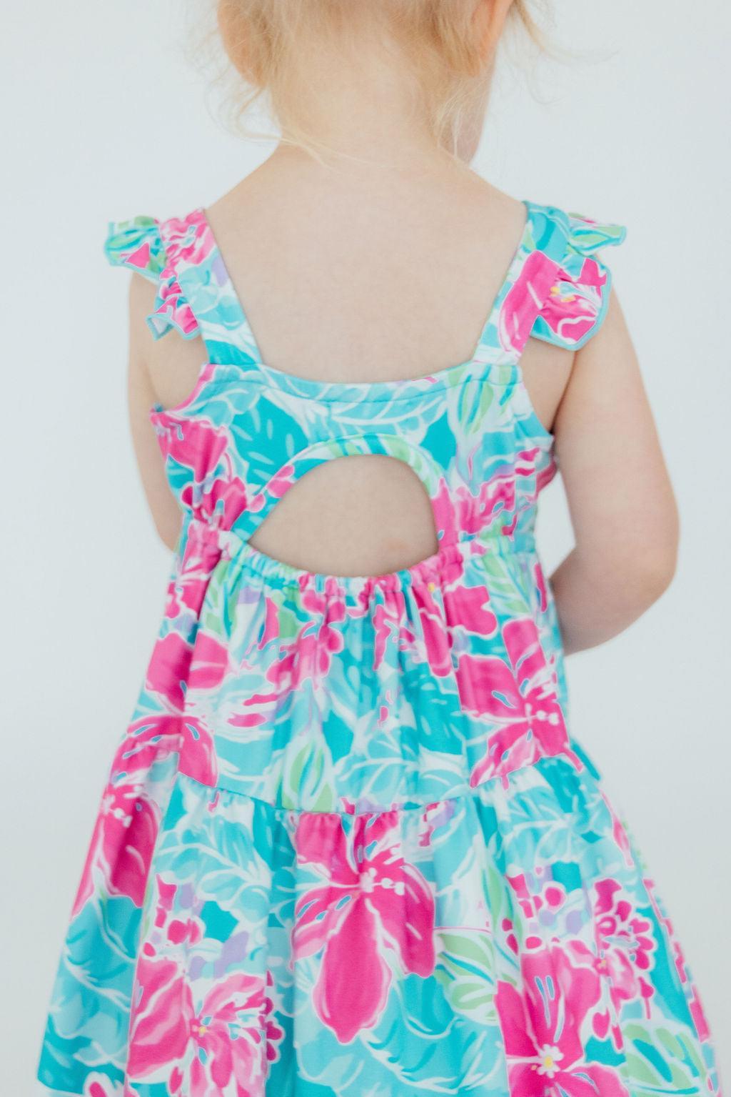 Tropical Punch Ruffle Maxi Dress