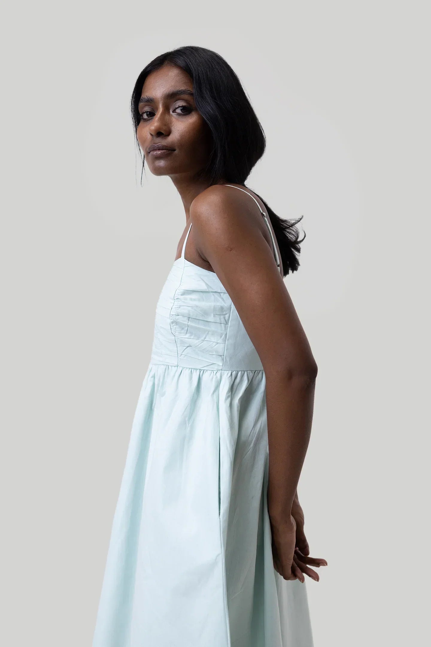 Ruched Strappy Dress - Sage Mint