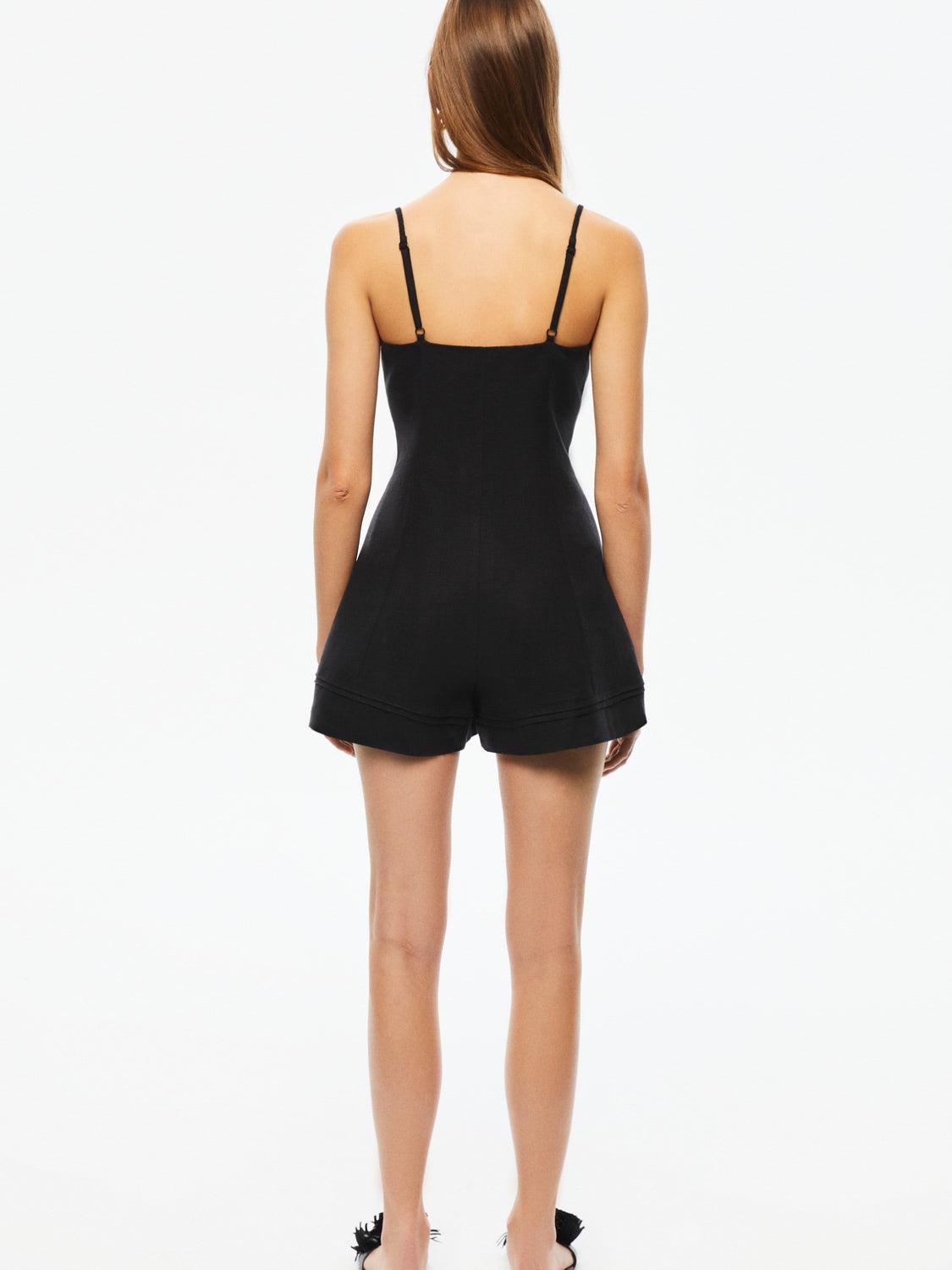 Mini Linen Jumpsuit - Black