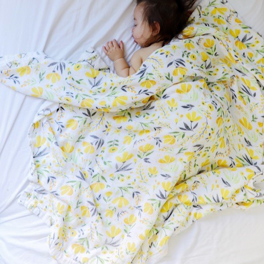 Royal Garden + Floral Alphabet Oh So Soft Muslin Super Snuggle Blanket Super Snuggle Blanket Bebe au Lait   