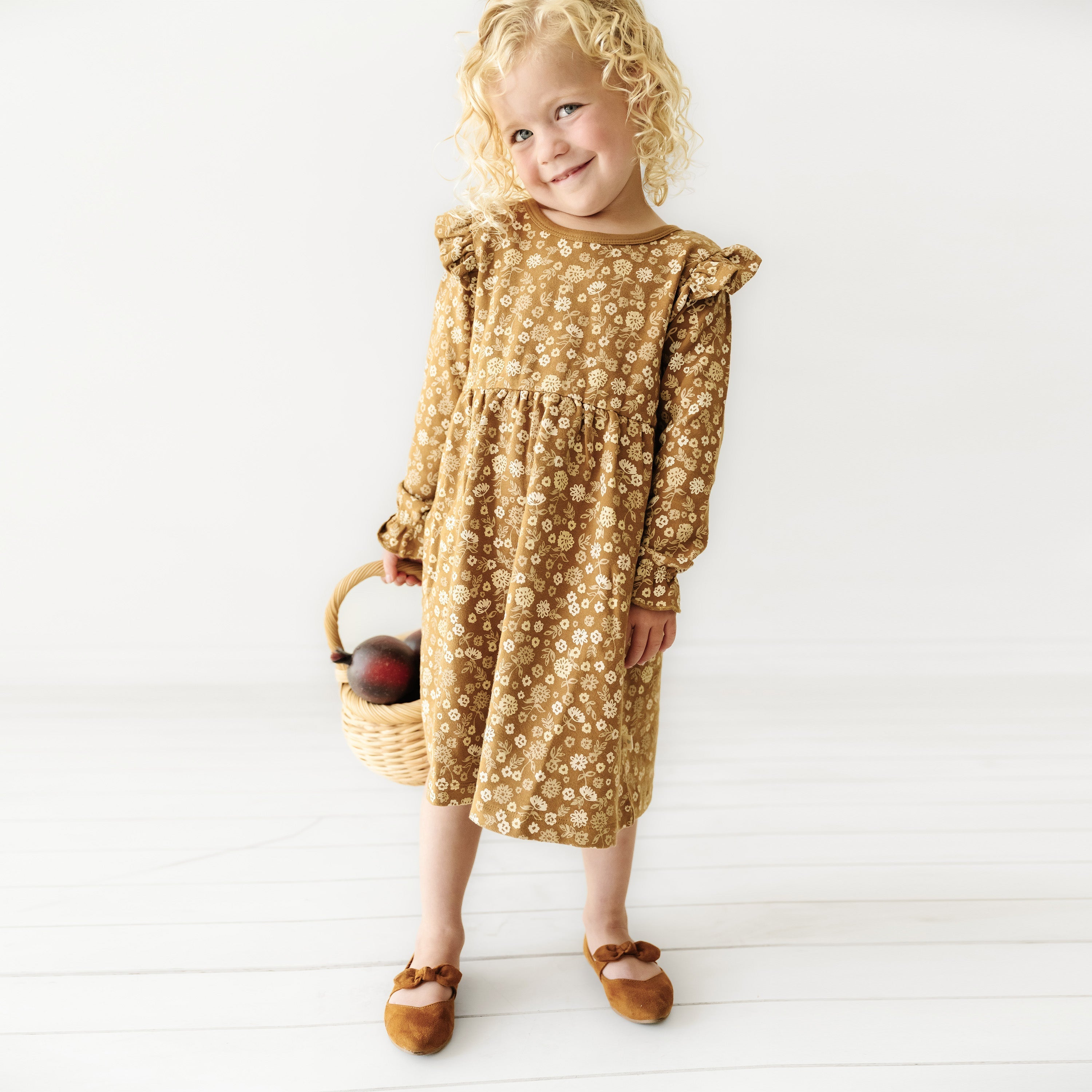 Organic Girls Ruffle Dress - Wildflower Ruffle Dress Makemake Organics   