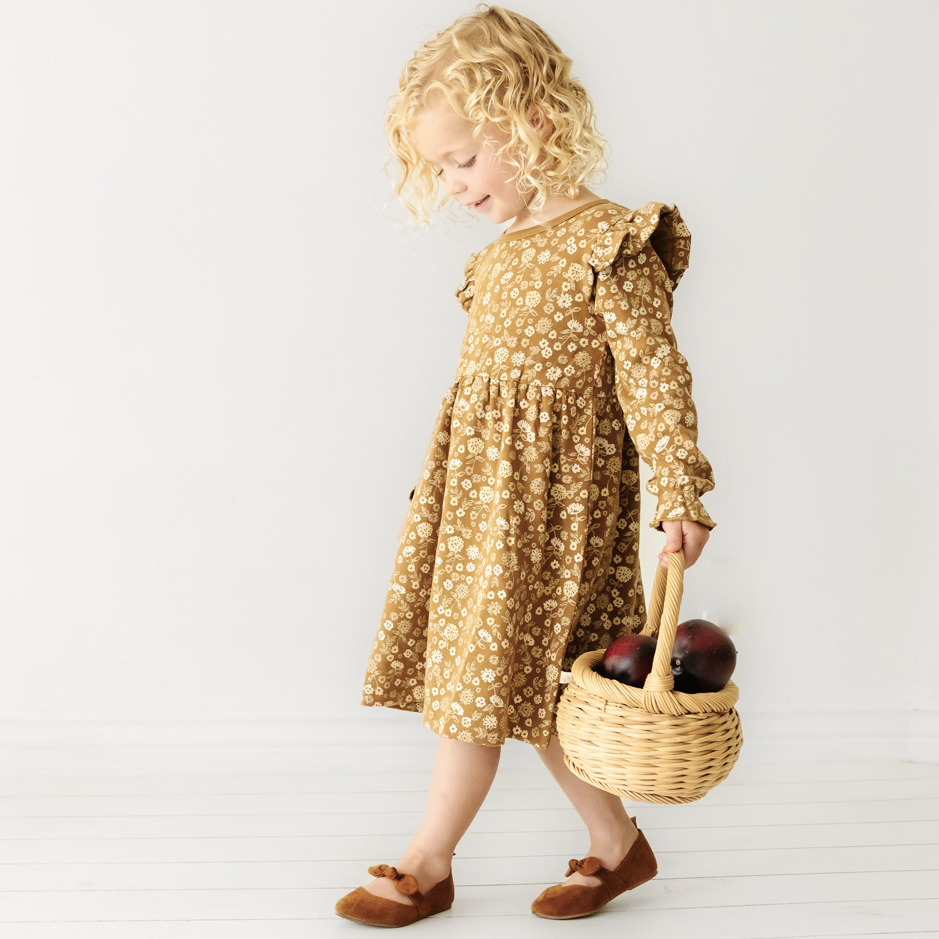 Organic Girls Ruffle Dress - Wildflower Ruffle Dress Makemake Organics   