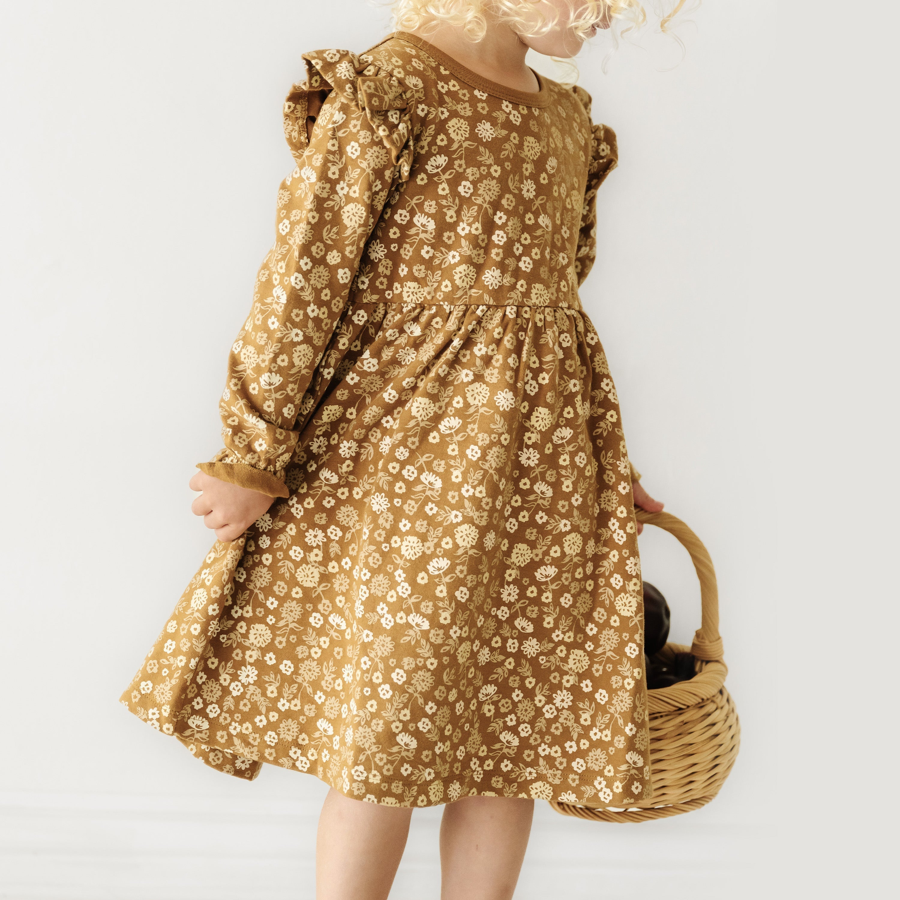 Organic Girls Ruffle Dress - Wildflower Ruffle Dress Makemake Organics   