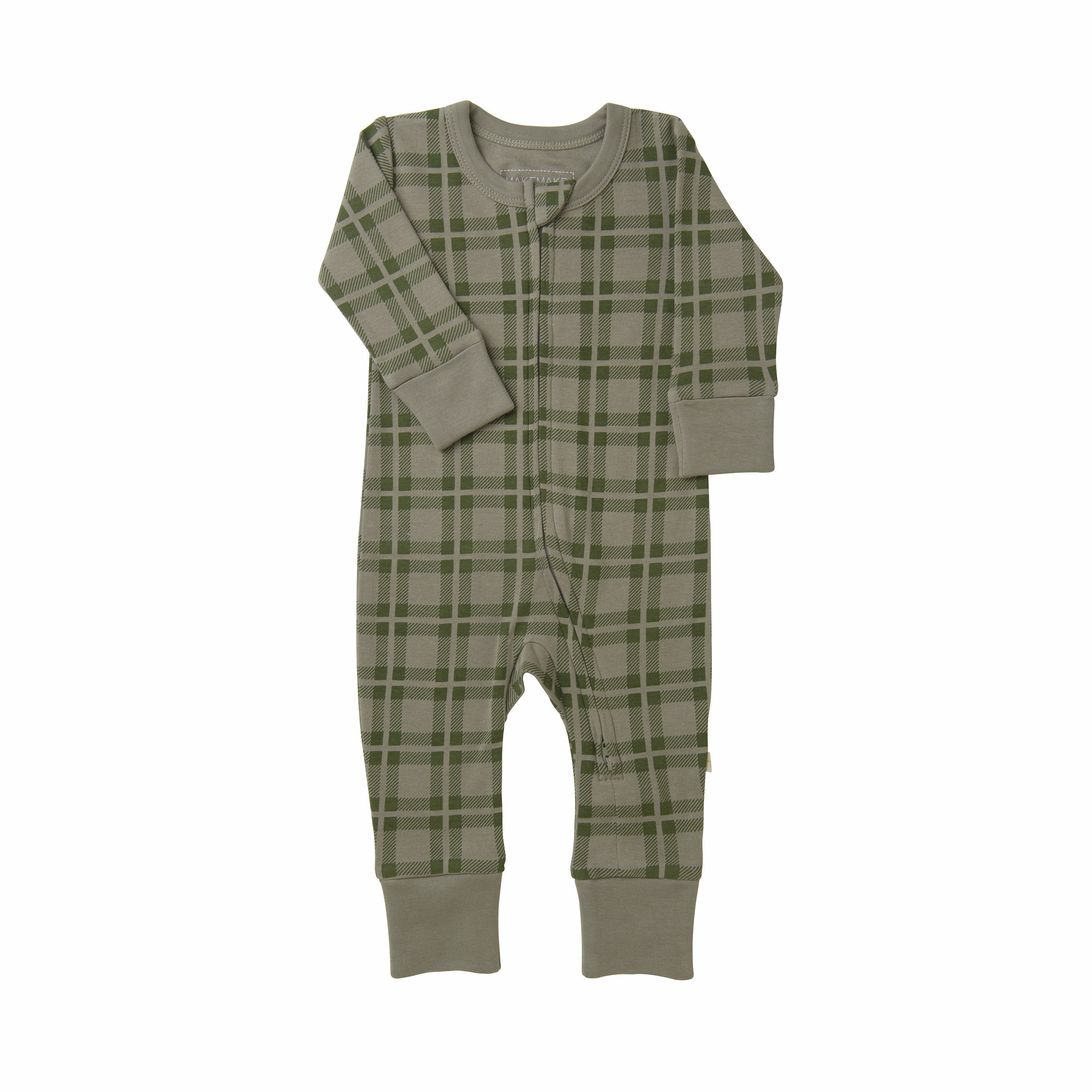 Organic Baby 2-Way Zip Romper - Plaid Zippered Romper Makemake Organics   