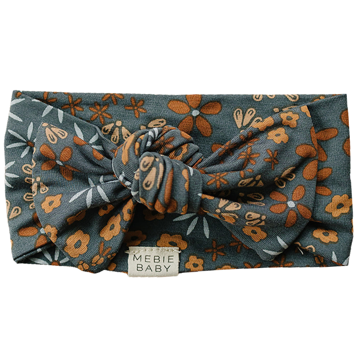 Navy Floral Bamboo Head Wrap  Mebie Baby   