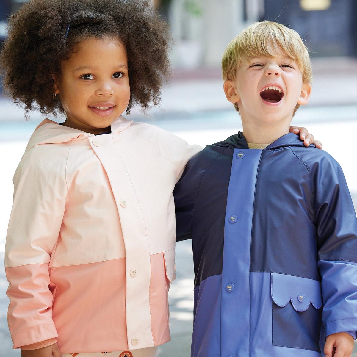 Colorblock Kid Raincoat - Peri Blue/ Navy