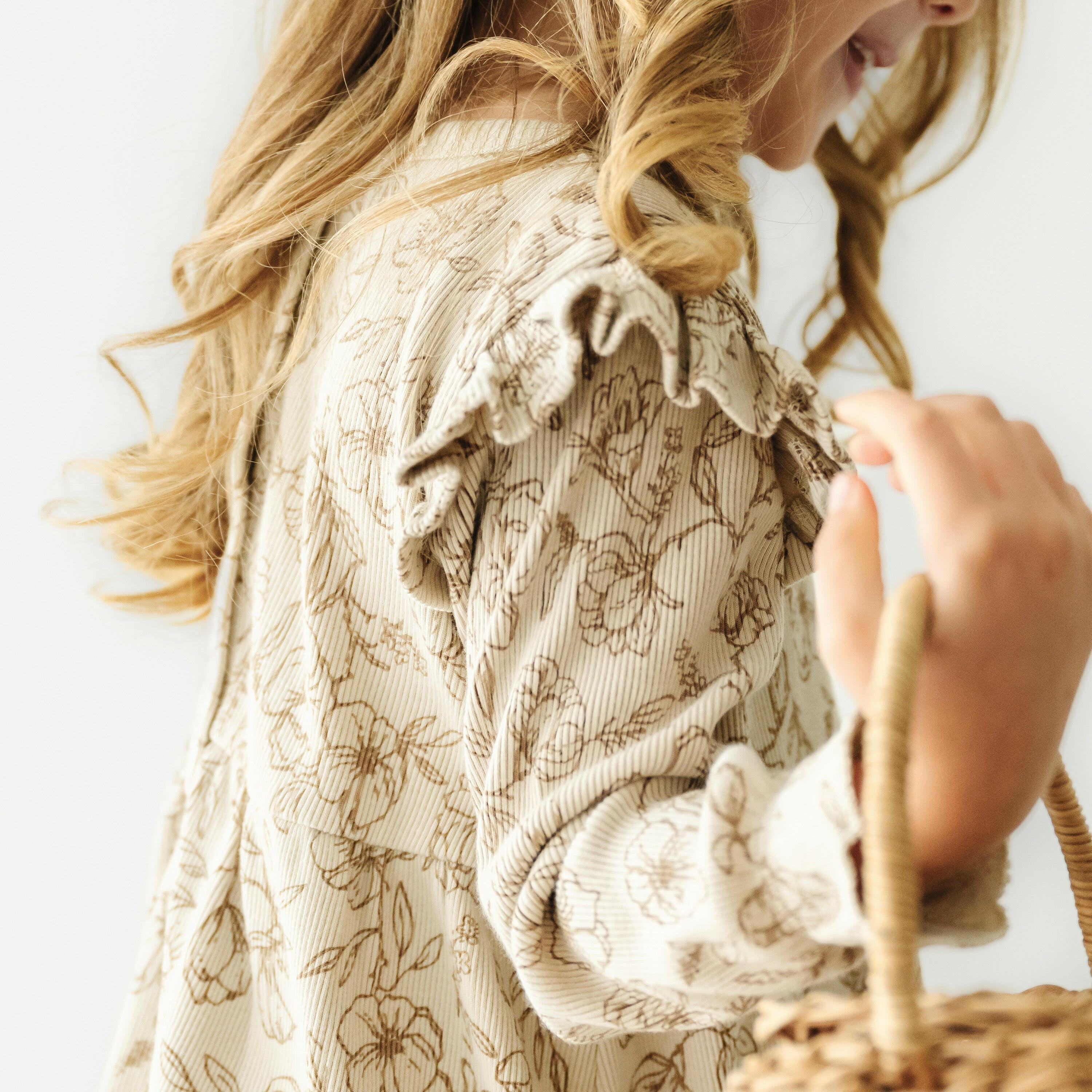 Organic Girls Ruffle Dress - Vintage Bloom Ruffle Dress Makemake Organics   