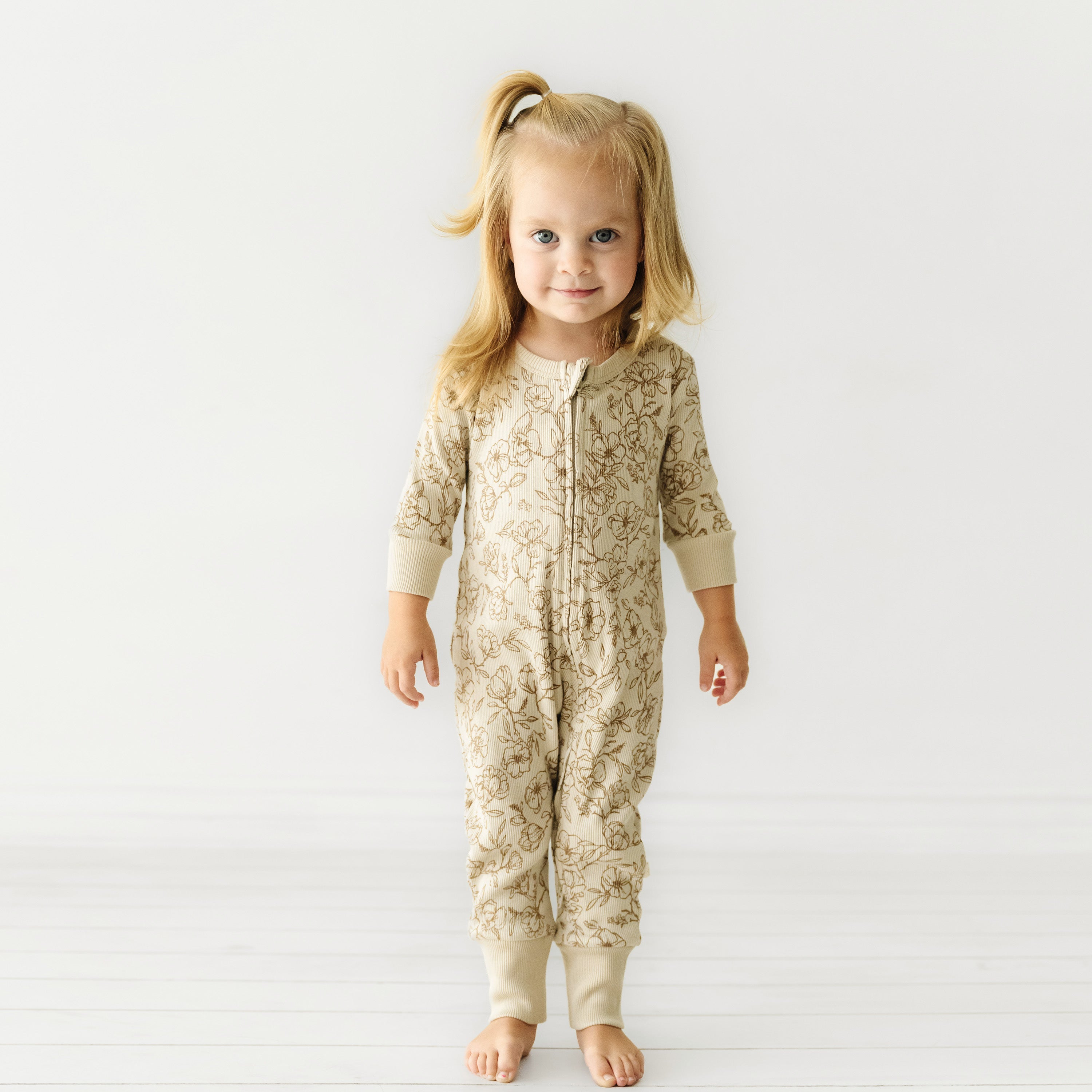 Organic Baby 2-Way Zip Romper - Vintage Bloom Zippered Romper Makemake Organics   