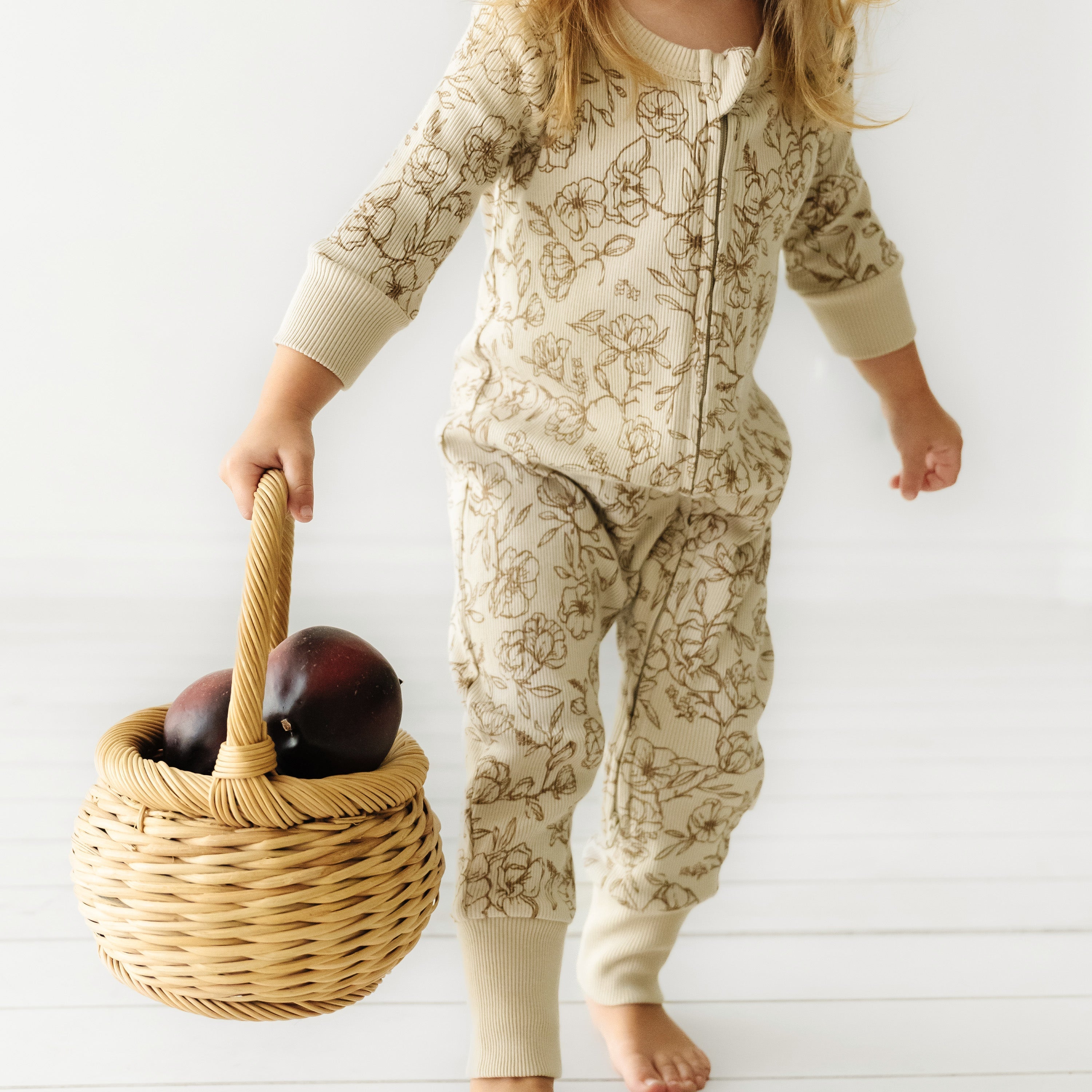 Organic Baby 2-Way Zip Romper - Vintage Bloom Zippered Romper Makemake Organics   