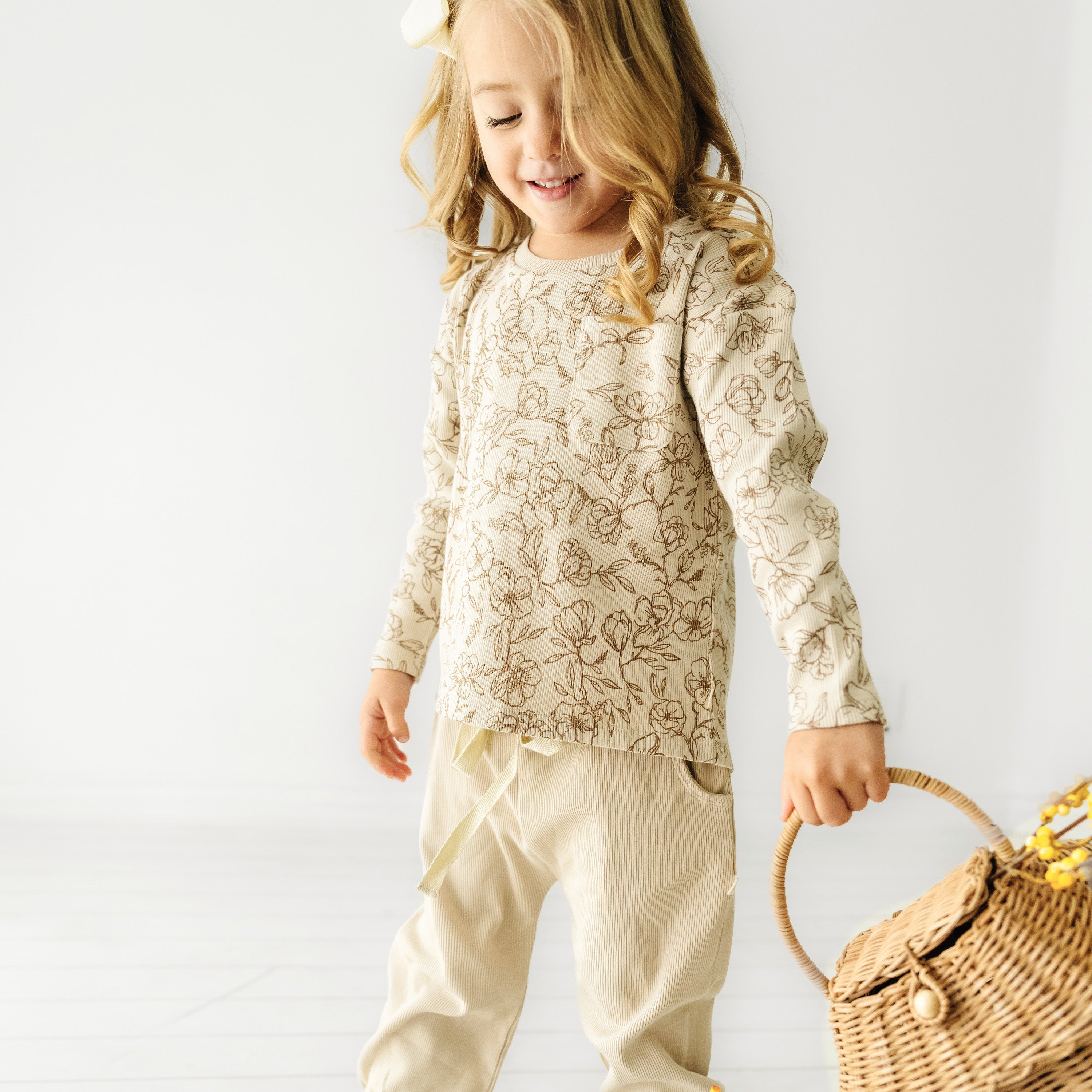 Organic Toddler T-shirt & Pant Set - Vintage Bloom Tee & Pant Set Makemake Organics   