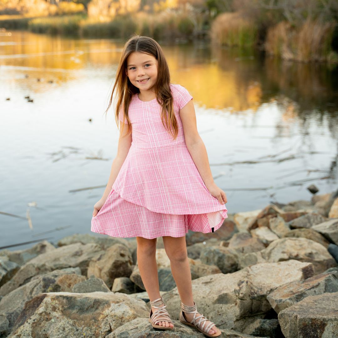 Emma's Tulip Dress - Pink Weave