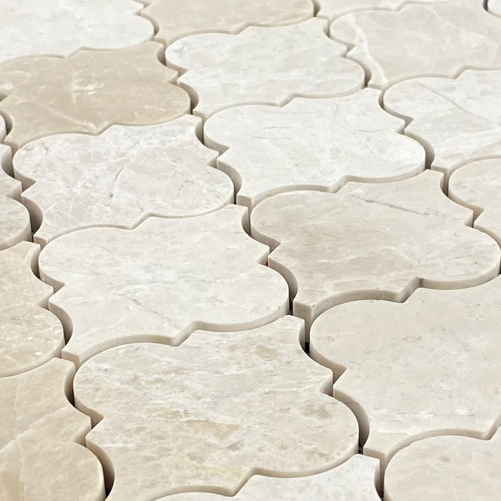 Vanilla Beige Marble Casablanca on 12" x 12" Mesh Mosaic Tile - Belair Collection