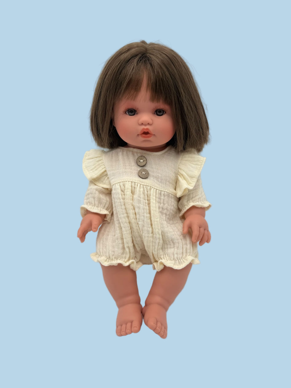 Doll Clothes | Doll Muslin Romper - Vanilla Cream (11" - 14" dolls)