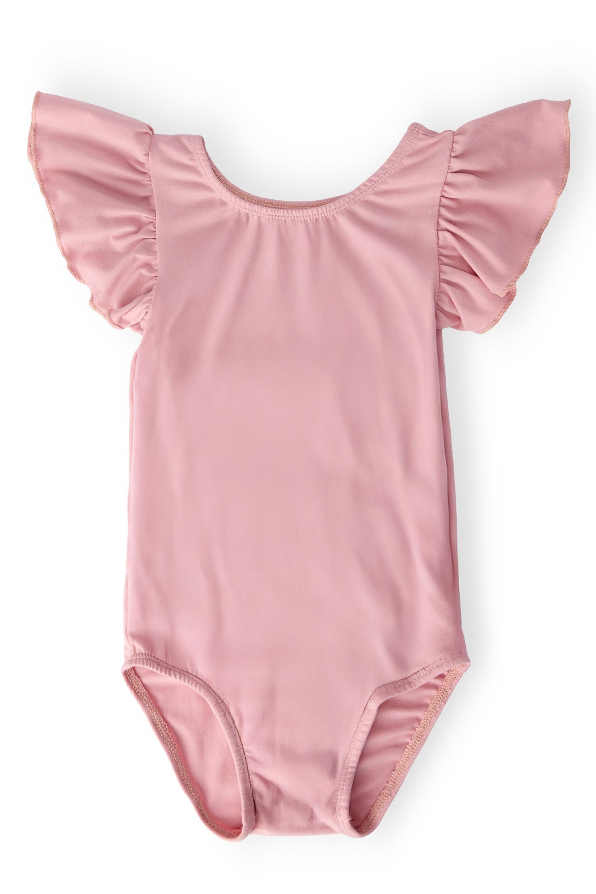 Vintage Pink S/S Flutter Sleeve Leotard