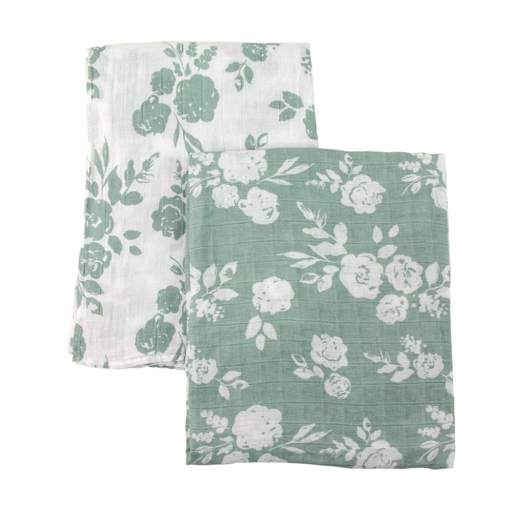 Muslin Swaddle Blanket Set Premium Cotton Vintage Floral + Modern Floral Swaddle Blanket Bebe au Lait   
