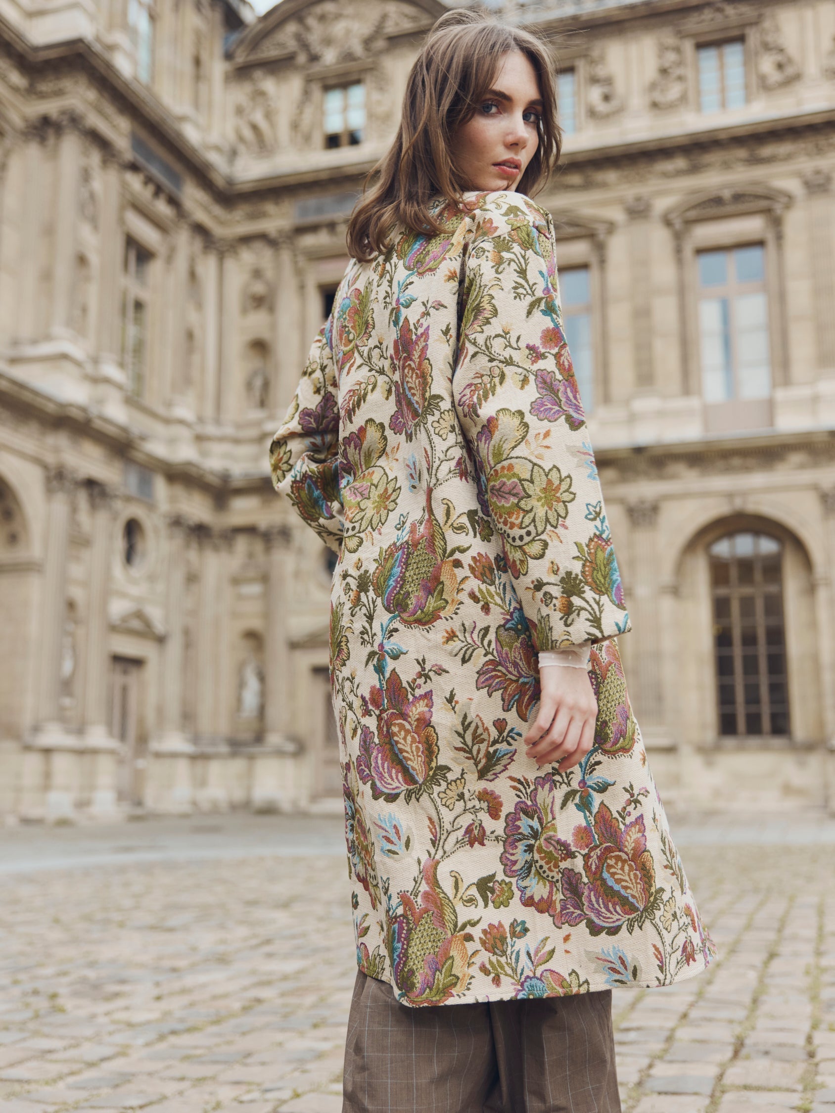 Janean Midi Jacket - Rainbow Floral Jacquard