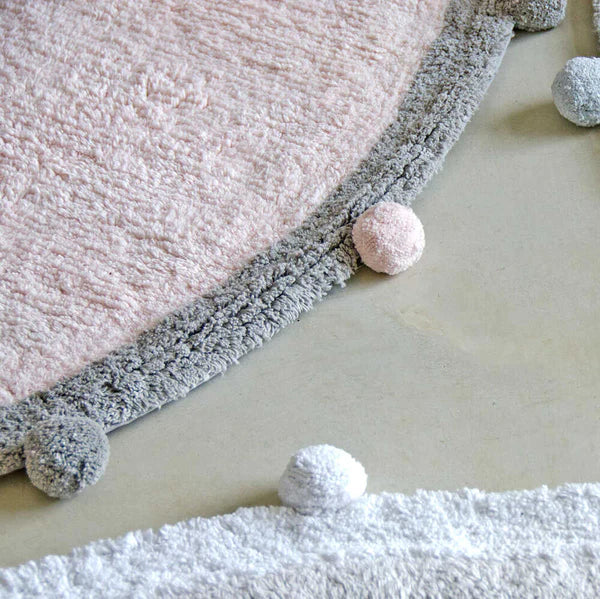 WASHABLE RUG BUBBLY SOFT PINK - GREY  Little Wonder & Co   