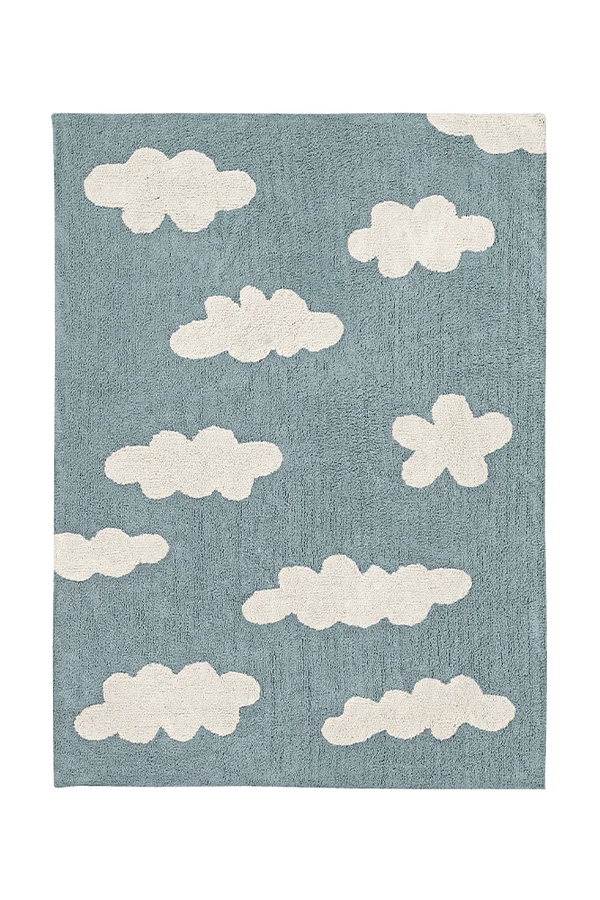 WASHABLE RUG CLOUDS VINTAGE BLUE  Little Wonder & Co   