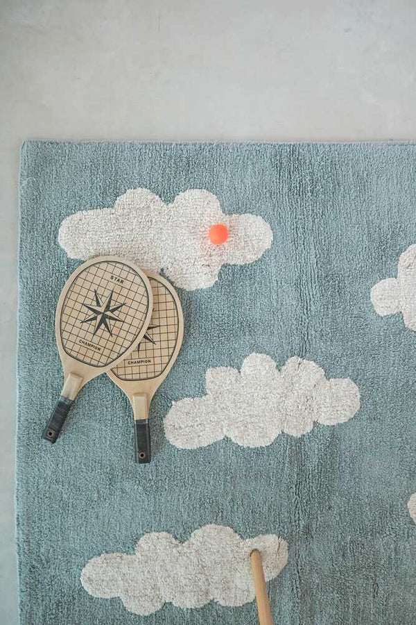 WASHABLE RUG CLOUDS VINTAGE BLUE  Little Wonder & Co   