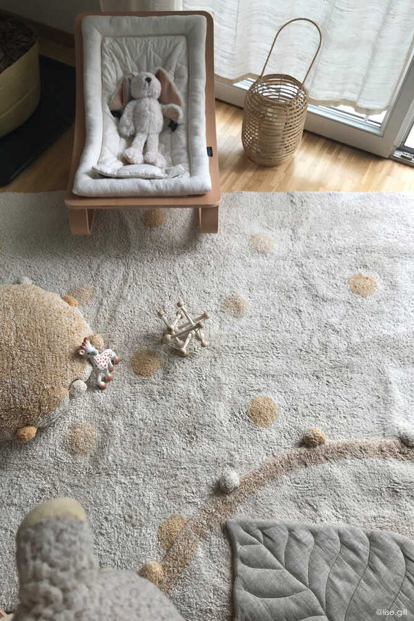 WASHABLE RUG HIPPY DOTS NATURAL - HONEY  Little Wonder & Co   