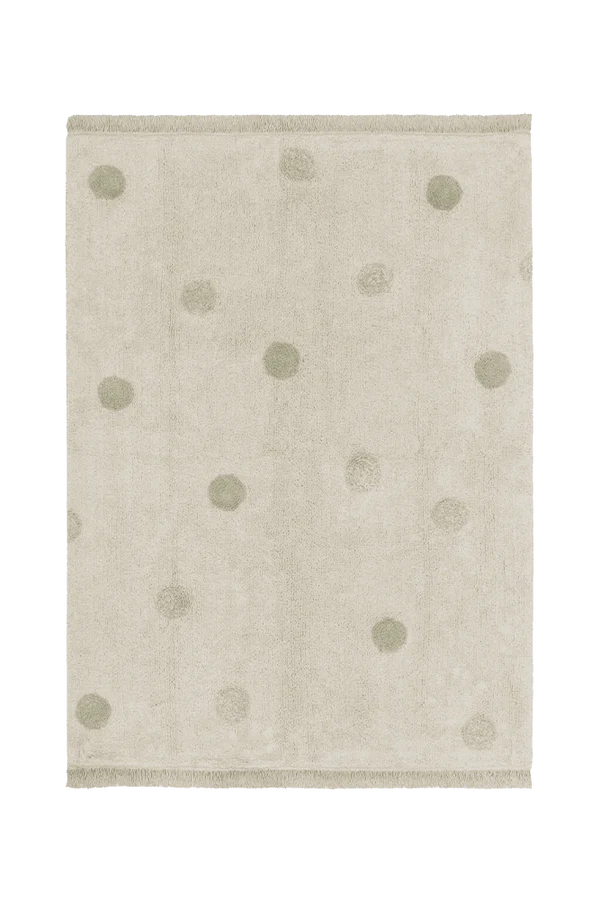 WASHABLE RUG HIPPY DOTS NATURAL - OLIVE  Little Wonder & Co   