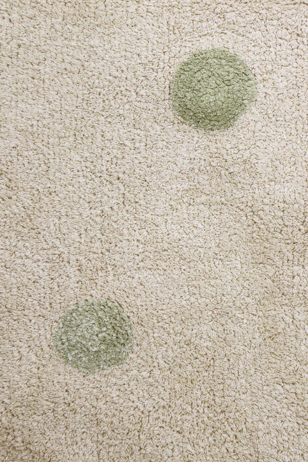 WASHABLE RUG HIPPY DOTS NATURAL - OLIVE  Little Wonder & Co   