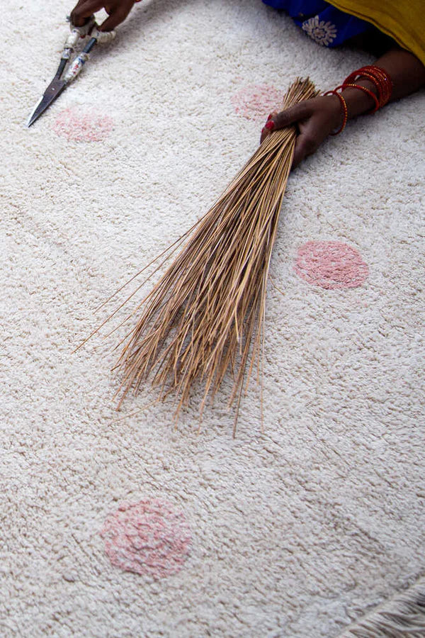 WASHABLE RUG HIPPY DOTS NATURAL - VINTAGE NUDE  Little Wonder & Co   