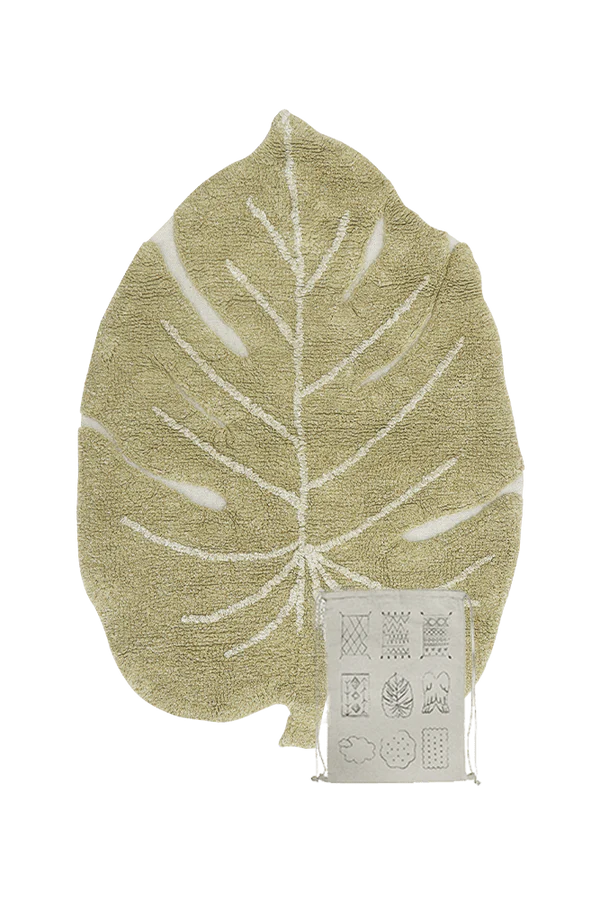 WASHABLE RUG MINI MONSTERA OLIVE  Little Wonder & Co   