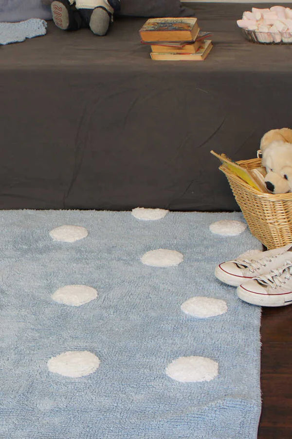 WASHABLE RUG POLKA DOTS BLUE  Little Wonder & Co   