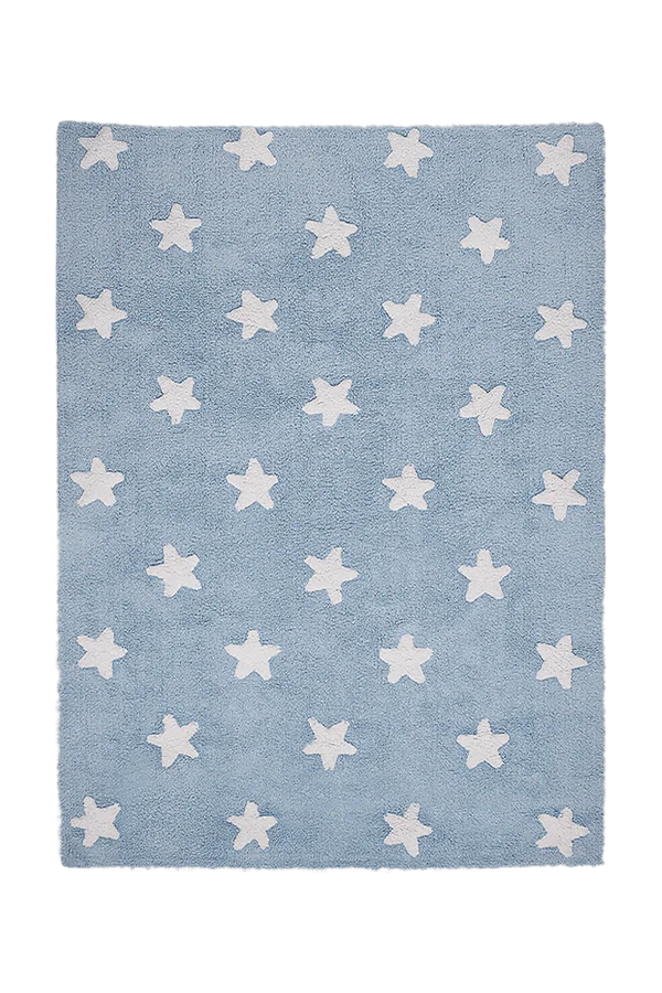 WASHABLE RUG STARS BLUE  Little Wonder & Co   