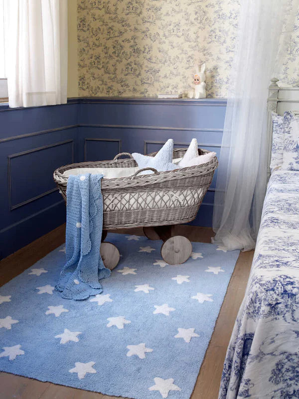 WASHABLE RUG STARS BLUE  Little Wonder & Co   