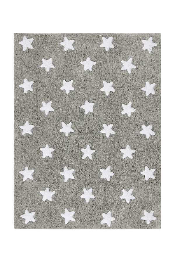 WASHABLE RUG STARS GREY  Little Wonder & Co   