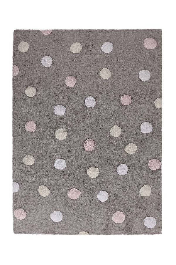 WASHABLE RUG TRICOLOR POLKA DOTS GREY-PINK  Little Wonder & Co   