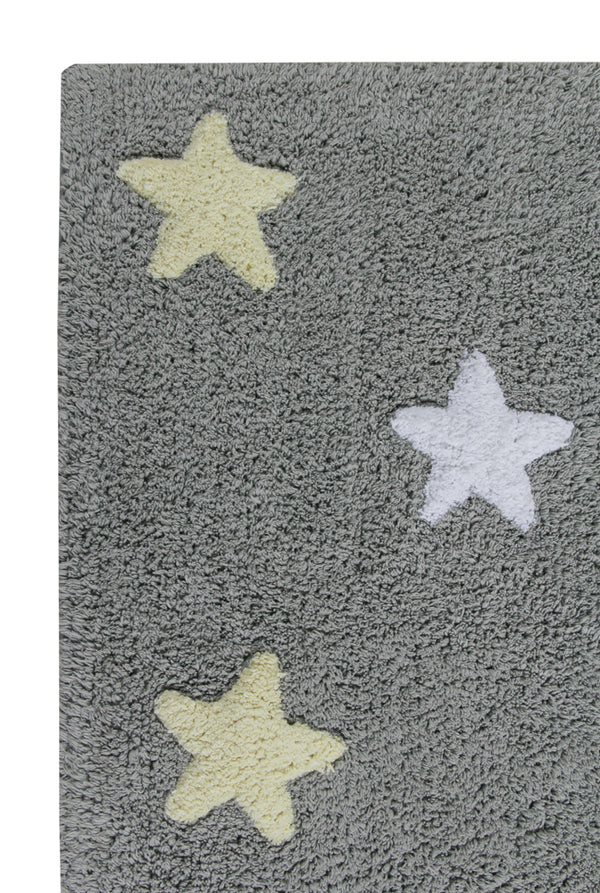 WASHABLE RUG TRICOLOR STARS GREY-PINK  Little Wonder & Co   