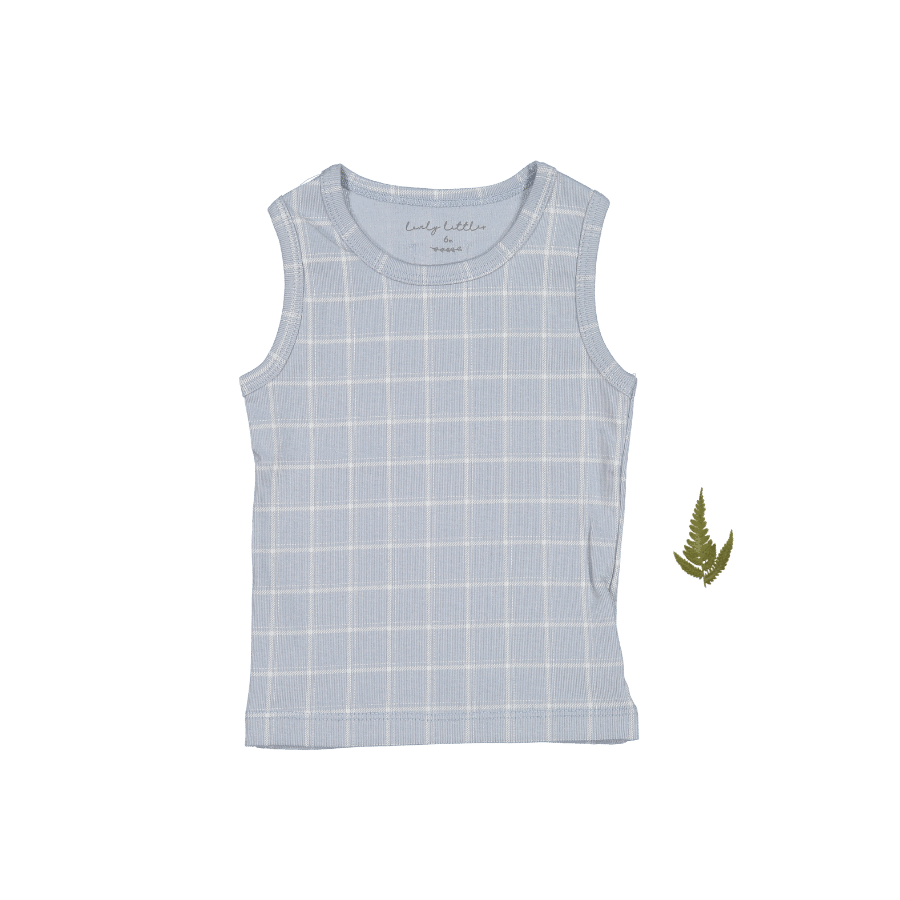 The Printed Tank -  Blue Grid Tank Lovely Littles   