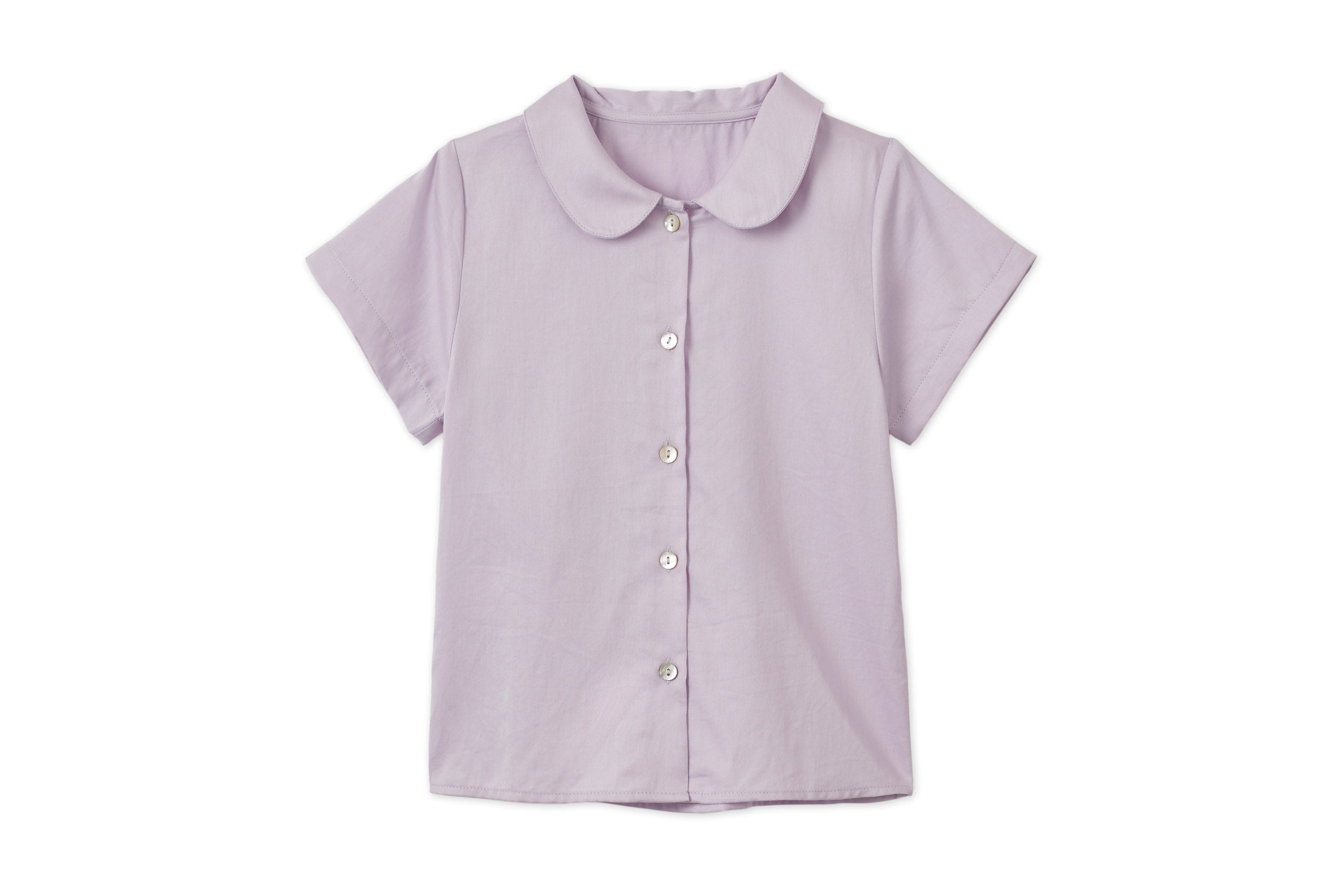 Baby SS Organic Cotton Woven Peter Pan Collared Shirt - Lavender