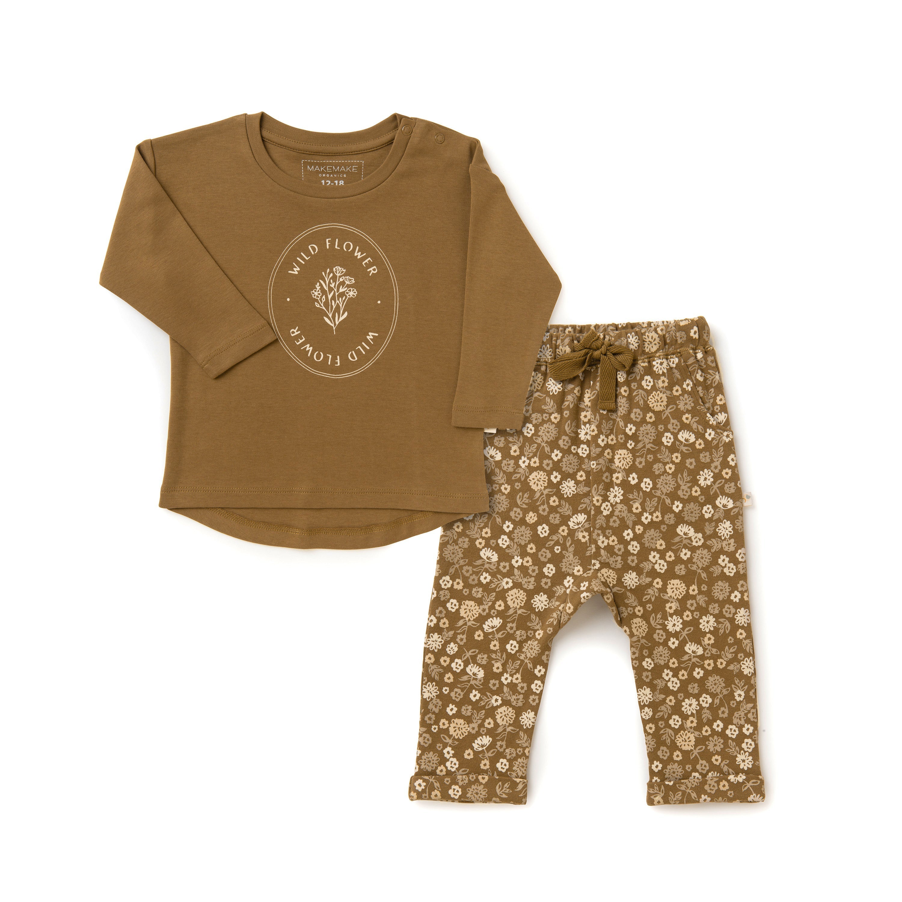 Organic Kids T-Shirt & Pant Set - Wildflower