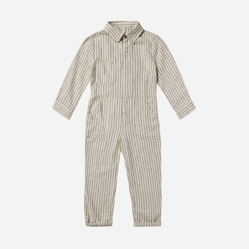 Coverall Jumpsuit - Black Pinstripe