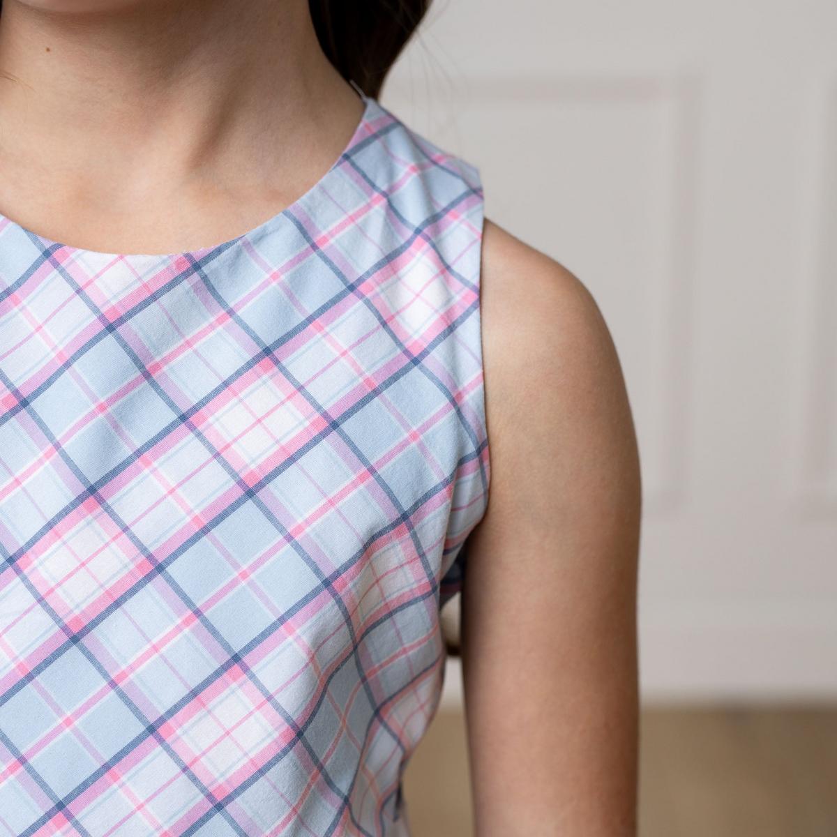 Organic Cross Back Party Dress - English Blue Plaid