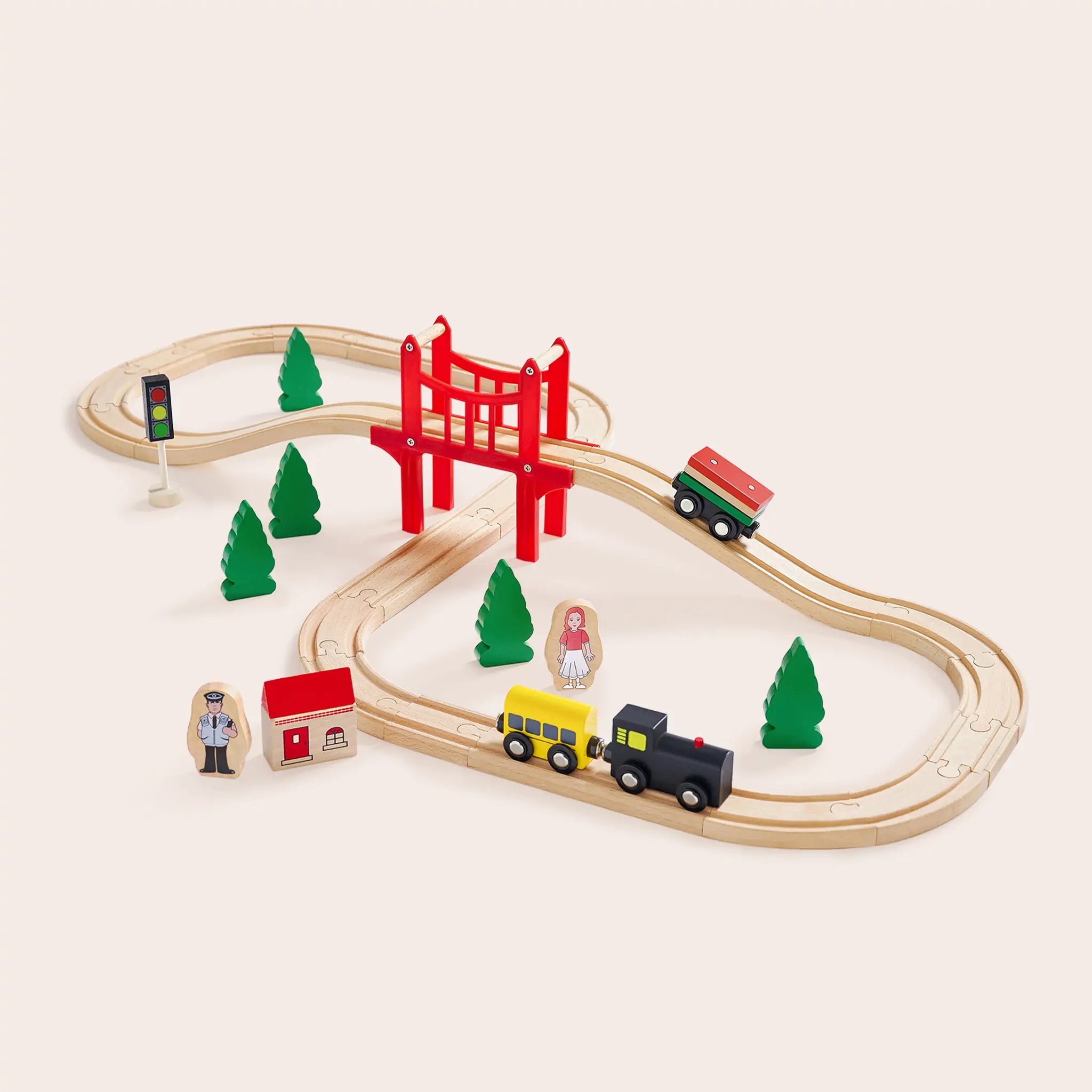 Tiny Land® Wooden Train Set for Children 39 Pcs Toy Tiny Land   