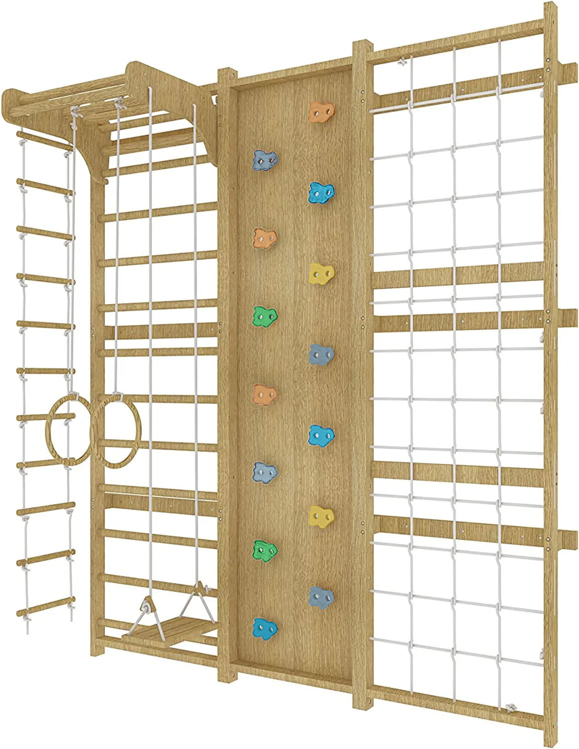 Walnut | Swedish Ladder Jungle Gym - 79" Height - Wall Mounted