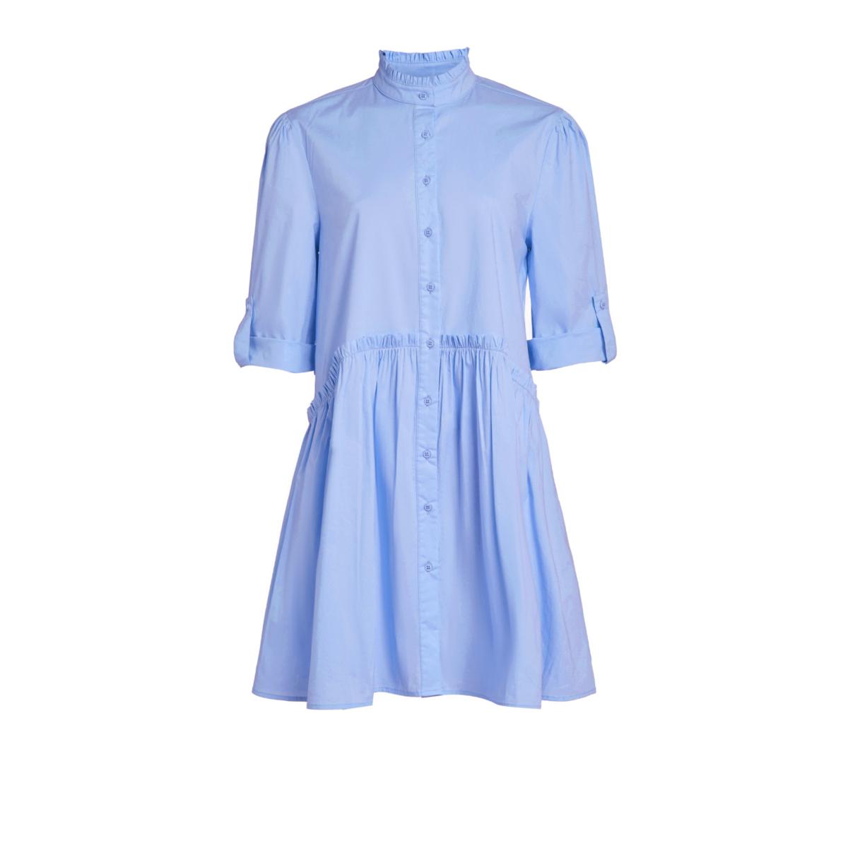 Cammie Ruffle Shirt Dress - French Blue