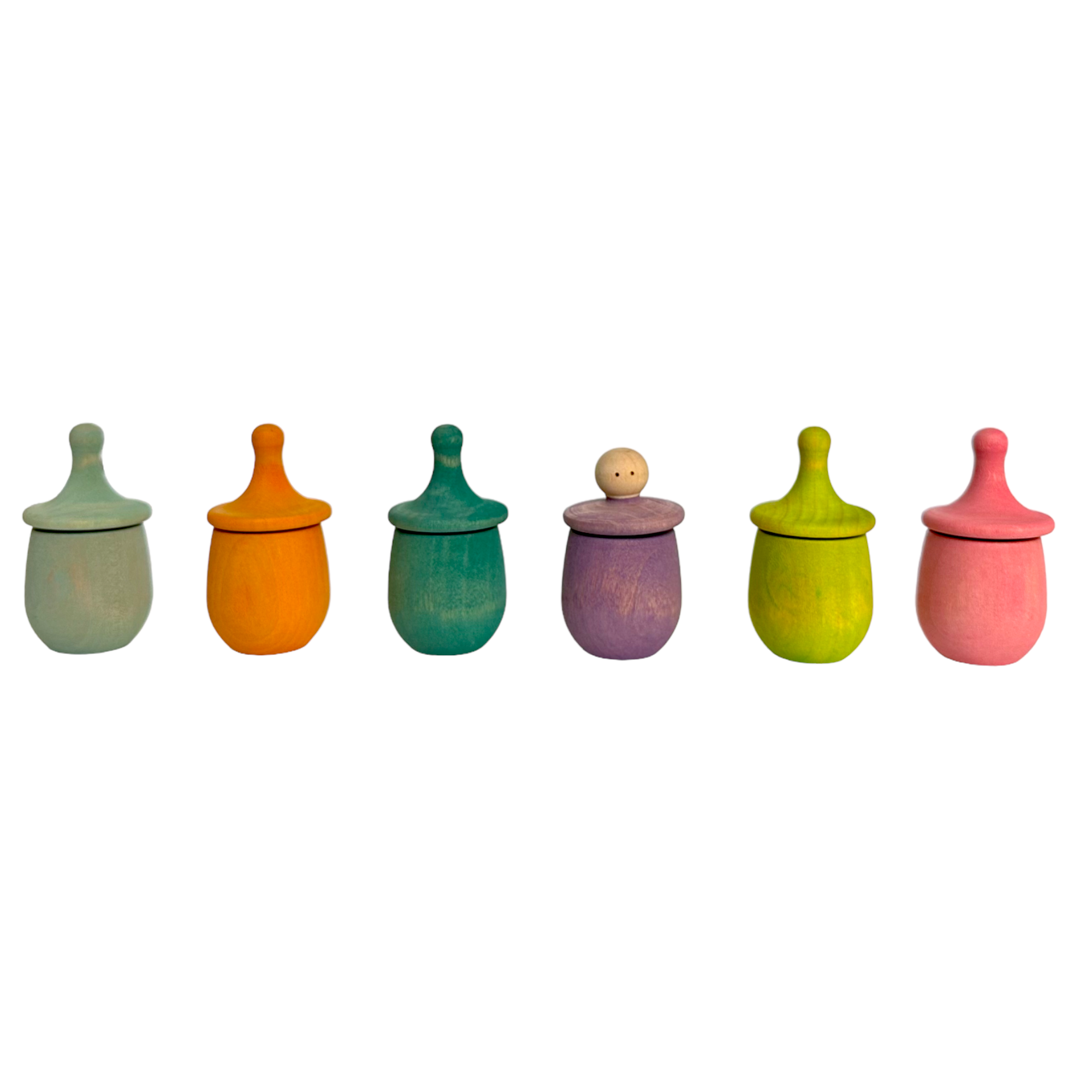 **Pre-order (Ships in 2-3 Weeks)**Set of 6 Stained Little Things Wooden Treasure Boxes – Pastel / Macaron Colors