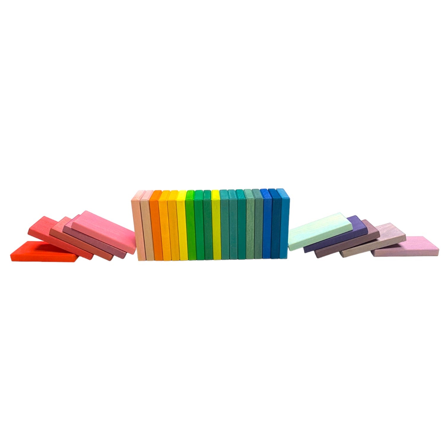 **Pre-order (Ships in 2-3 Weeks)**28 Pcs STAINED Wooden Rainbow Building Slats