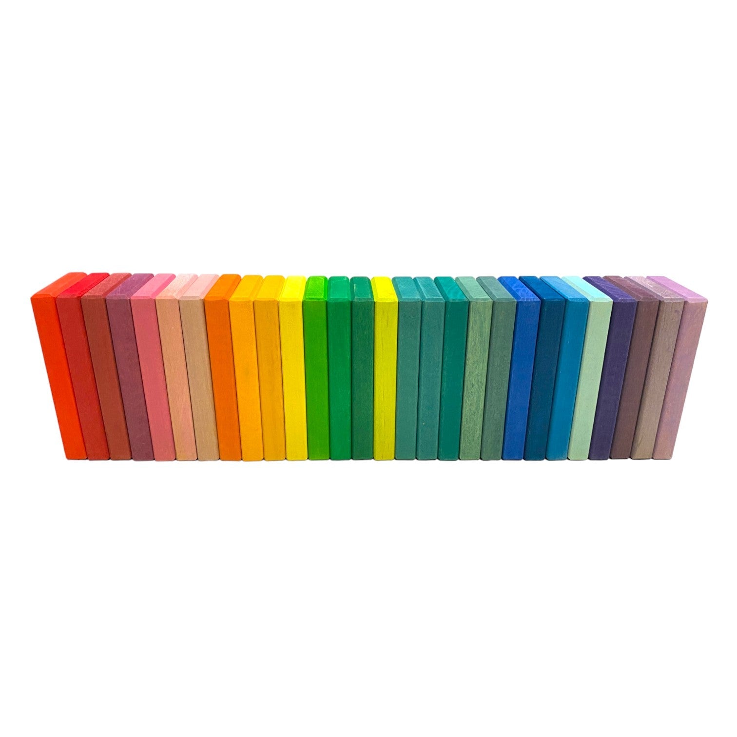**Pre-order (Ships in 2-3 Weeks)**28 Pcs STAINED Wooden Rainbow Building Slats