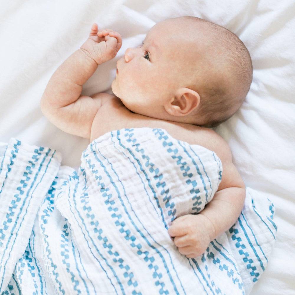 Muslin Swaddle Blanket Set Premium Cotton Wyoming + Western Stripe Swaddle Blanket Bebe au Lait   