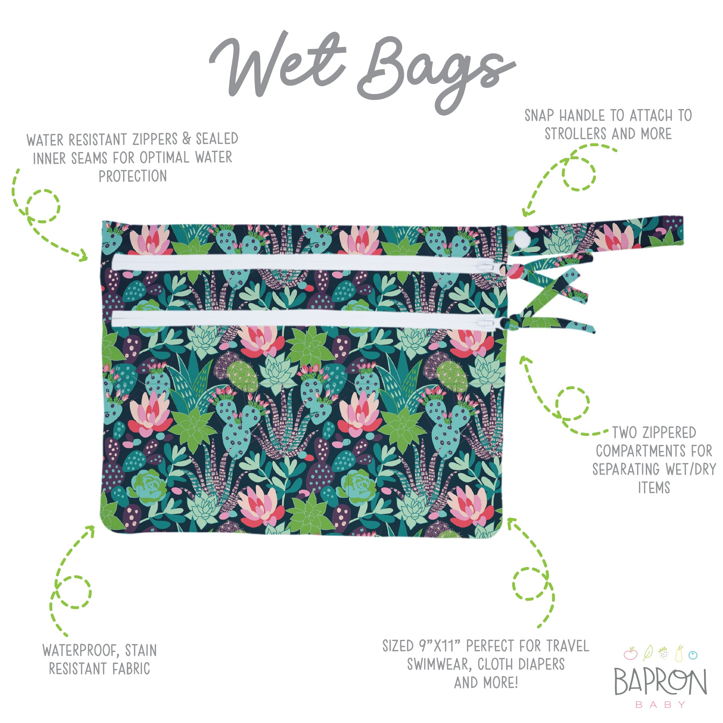 Desert Floral - Waterproof Wet Bag (For mealtime, on-the-go, and more!)  BapronBaby   