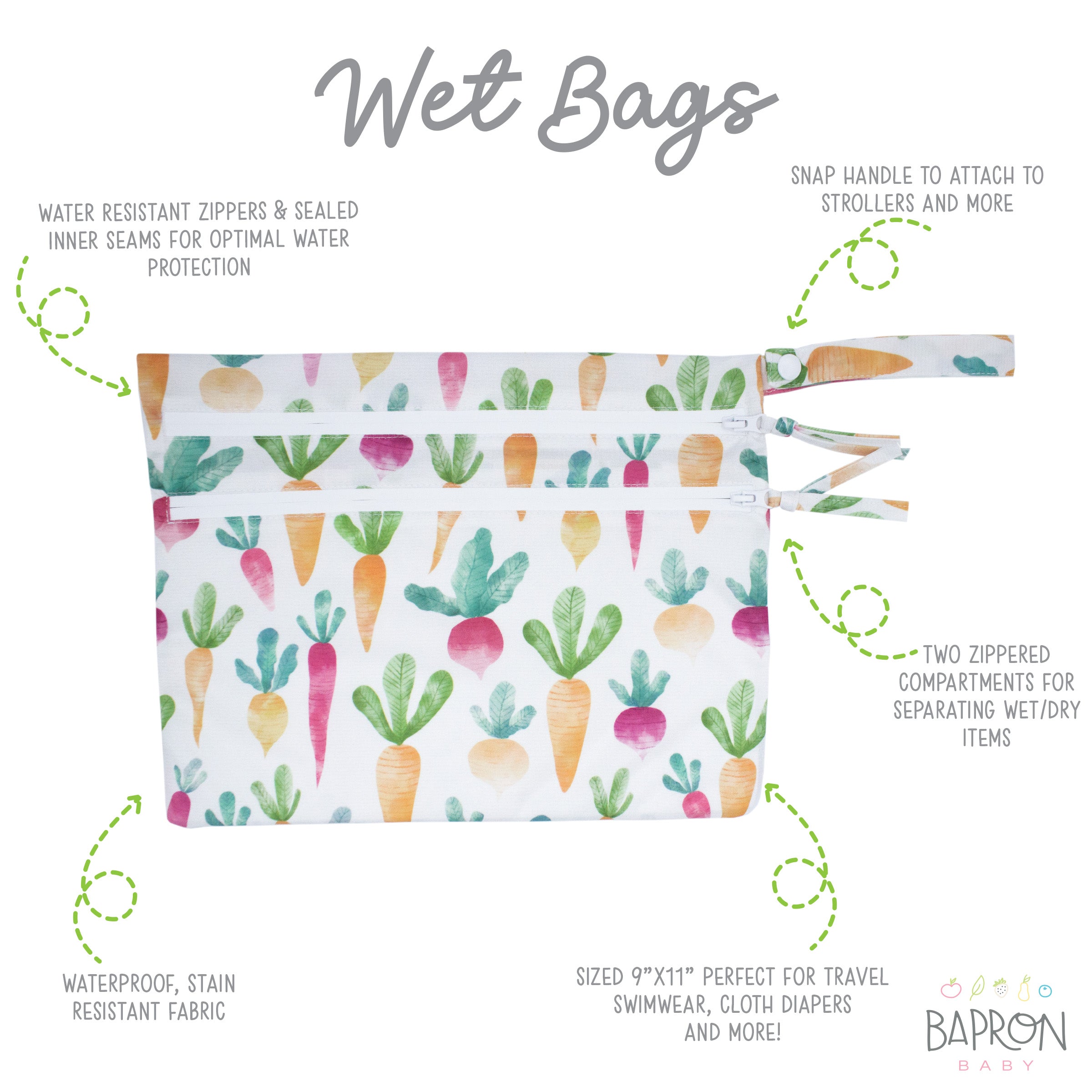 Farm Produce - Waterproof Wet Bag (For mealtime, on-the-go, and more!)  BapronBaby   