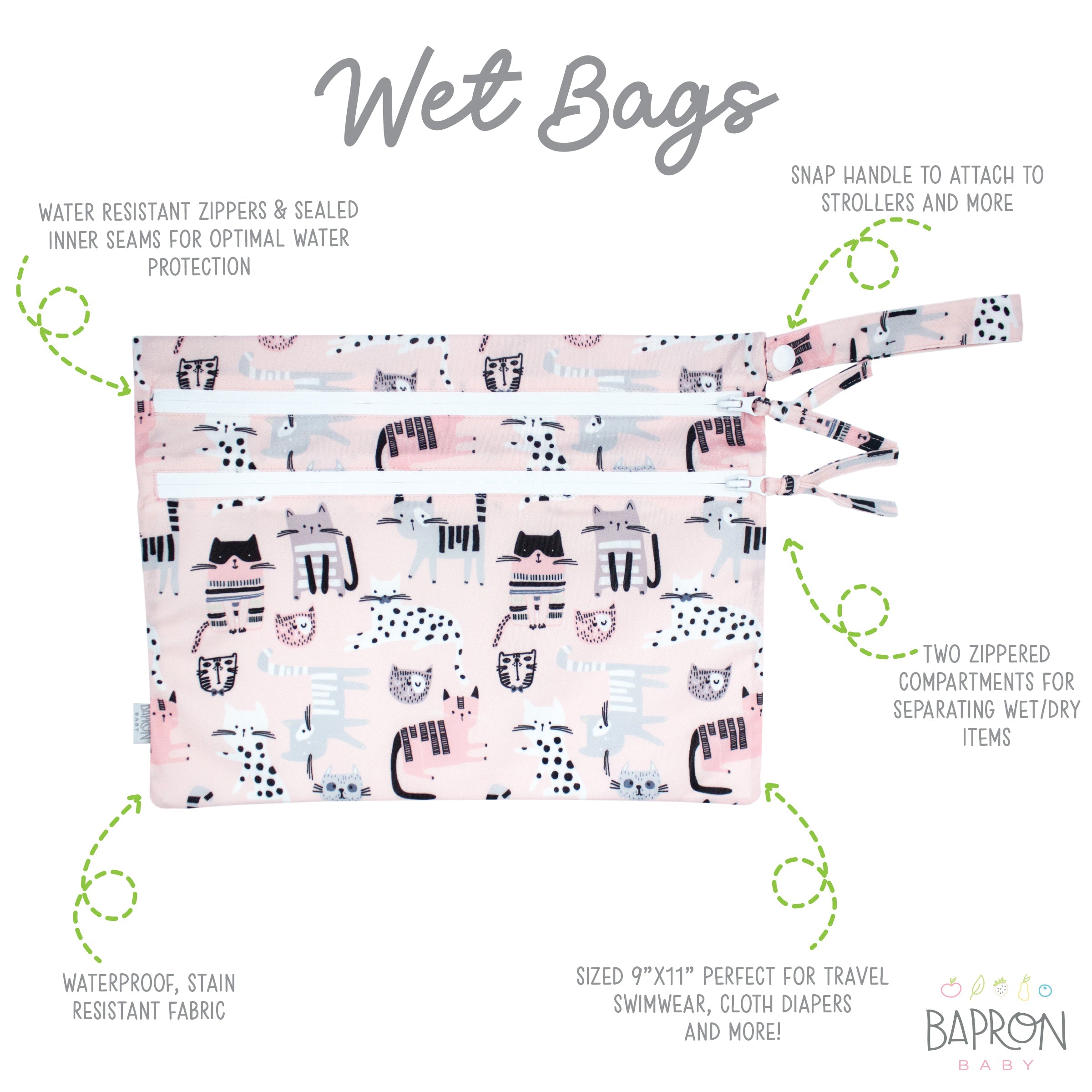 Kitty - Waterproof Wet Bag (For mealtime, on-the-go, and more!)  BapronBaby   