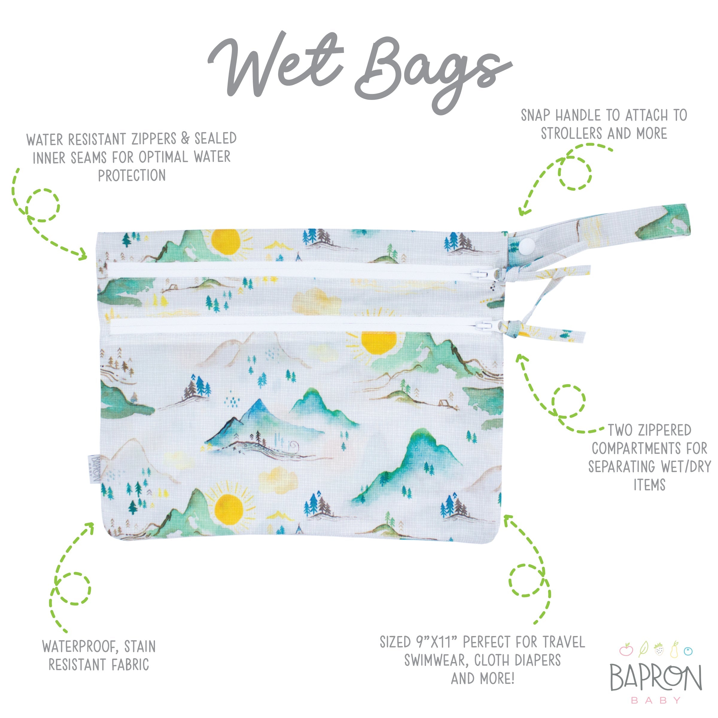 Mountain Mist - Waterproof Wet Bag (For mealtime, on-the-go, and more!)  BapronBaby   